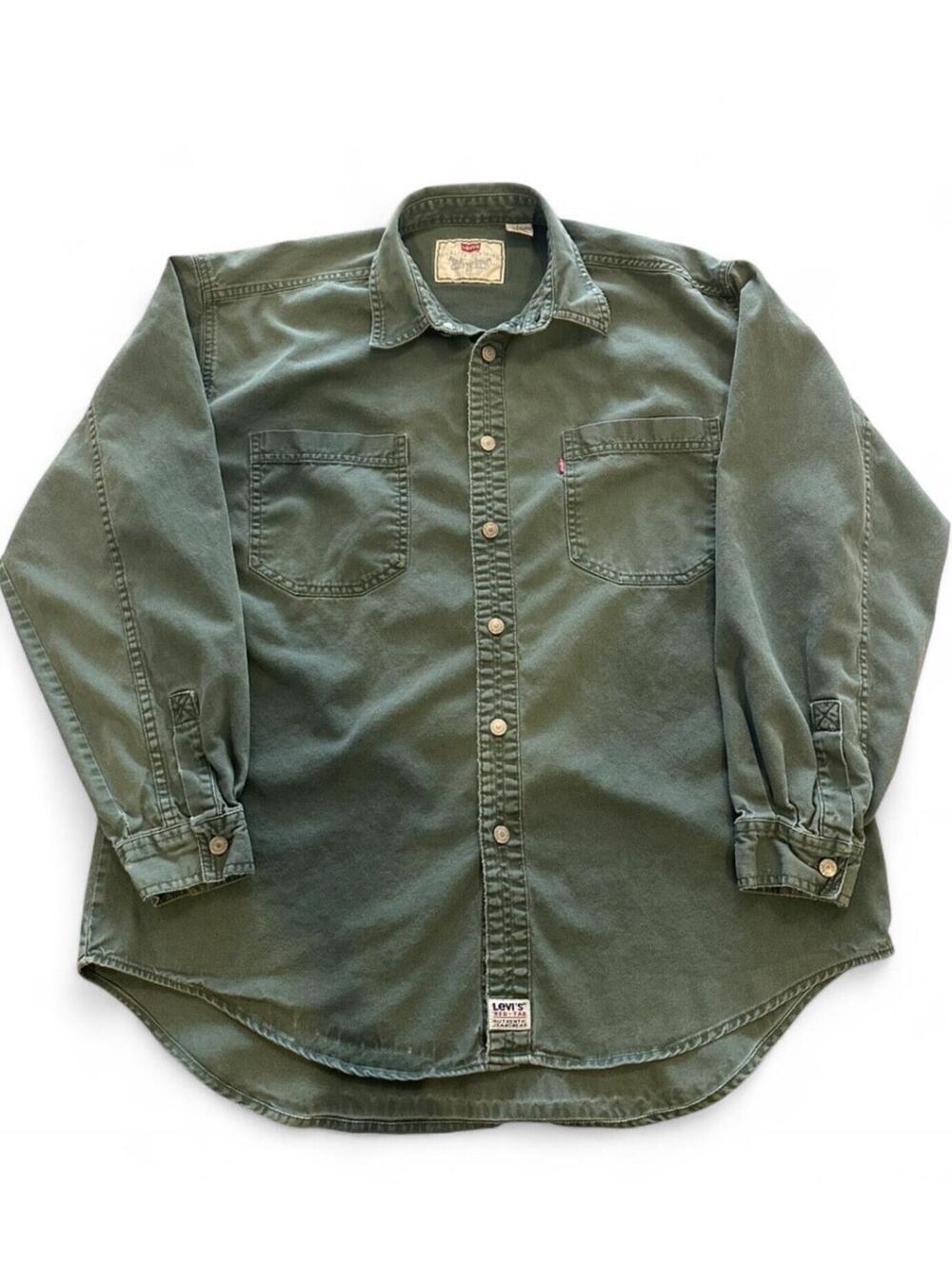Levi’s Red Tab Vintage 1990s Green Denim Twill Shirt Men’s Large